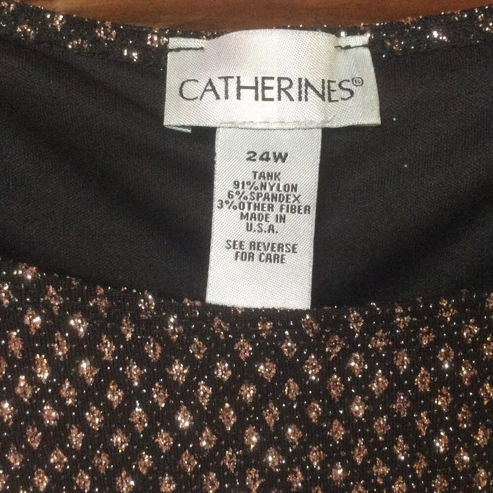 Catherines Black w/Gold & Silver Metallic Tank & Cardigan Set Size 24W - Picture 4 of 8